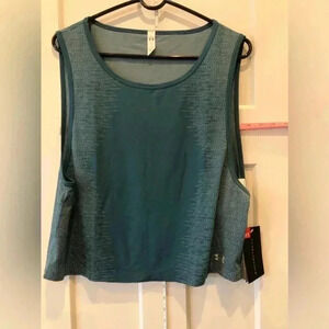 Under Armour Heat Gear Cropped Athletic loose fit,scoop neck,Tank top,Dark Aqua